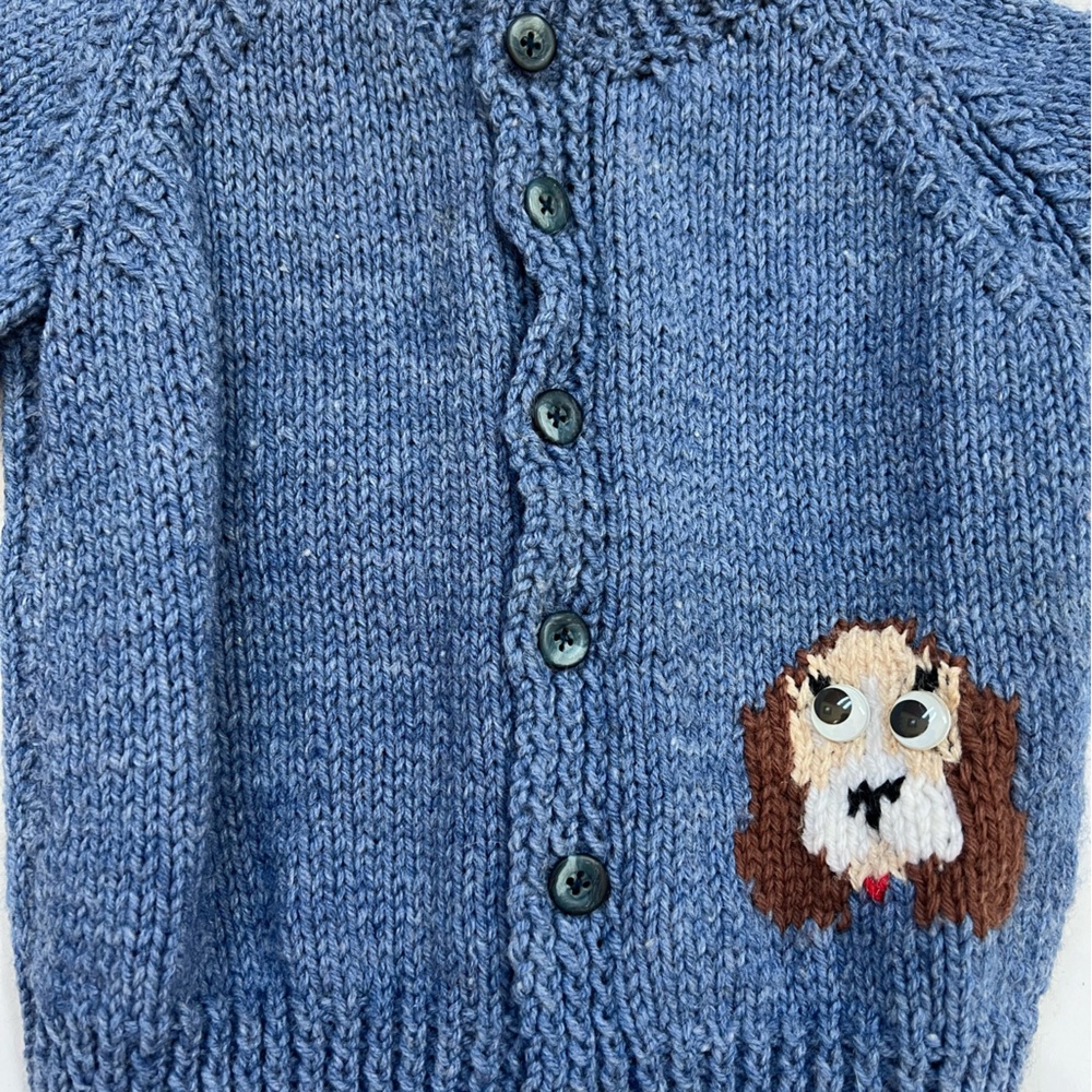 Like New Cardigan Sweater Puppy Dogs Toddler Size 9 Months Baby Blue Unbranded - Picture 13 of 16